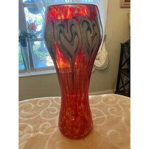 Charles Keila Signed 2005 Hand Blown Art Glass Vase 13.75” tall